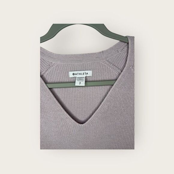 Athleta Hanover Merino Wool V-Neck Sweater Lavender Size Small - Picture 7 of 8